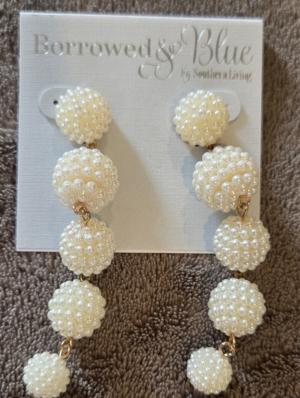Borrowerd & Blue By Southern Living Pearl Cluster Drop Earrings - Cream